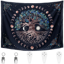 Tapisserie murale Arbre de Vie Wekvgz, motif soleil et lune, 150 x 200 cm / 130 x 150 cm, polyester, pour chambre, salon, décoration intérieure