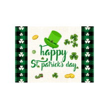 Set linnen placemats met digitale print van St. Patrick, groene Ierse tafelmatten, wasbaar en afwasbaar, voor feestjes/keuken/eetkamer, uitverkoop