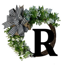 Liquidation ! Couronne Gheawn avec nœud, personnalisable avec votre nom de famille, décoration de porte style ferme (26 lettres), guirlande de