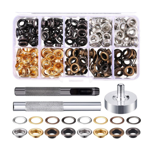 Mizh200pcs 6mm Grommets Kit Μεταλλικά κουμπιά για παπούτσια, ρούχα, χειροτεχνίες