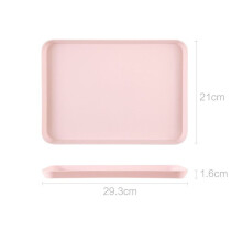 Plateau de service rectangulaire antidérapant et résistant aux rayures, en plastique rose.