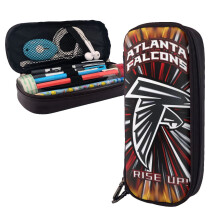 Leren etui met Falcons voetbalprint voor jongens en meisjes, grote etui voor schoolspullen, leuk cadeau, schattig etui met rits, zachte opbergtas