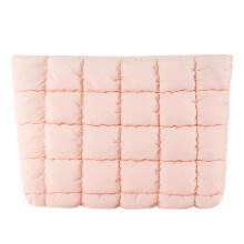 Quilted cosmetic bag for women pink travel pouch