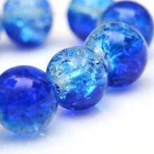 1 Strang gebackene, bemalte Crackle-Glasperlen, rund, blau, 6 mm Loch: 1,3–1,6 mm, 133 Stück/Strang, 31,4 Zoll (ca. 80 cm) zum Selbermachen