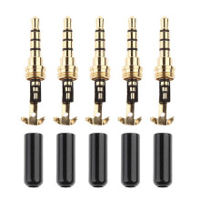 5pcs 3.5mm 1/8" 4 Pole TRRS Stereo Male Jack Plug Audio Connector Replacement