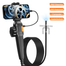 (6mm) 360 Degree Two-Way Articulating Endoscope Camera HD 1080P 8mm/6mm Car Inspection Borescope with 8leds Light for IOS Android