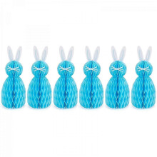 (Blue) 6Pcs Rabbit Honeycomb Hanging Decorations for Easters Party and Table Centerpieces Party Sypplies Home Ornament Yellow