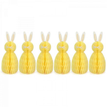 (Yellow) 6Pcs Rabbit Honeycomb Hanging Decorations for Easters Party and Table Centerpieces Party Sypplies Home Ornament Yellow