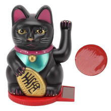 Arm Waving Fortune Cat 4 Inch Plastic Solar Powered Light Induction Lucky Cat