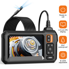 (5m A) Industrial Endoscope Camera 8mm HD1920P 4.3 Inch IPS Screen Car Inspection Camera Single/Dual Lens IP67 Waterproof for Pipe Car