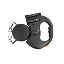 Auto Retractable Dual Dog Leash with Flashlight Waste Bag Box Roulette Double-Ended Traction Rope P YVL