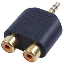 New 1/8" 3.5mm Jack To 2 Rca Adaptor Y Splitter Stereo Male 2x Female Gold Mini
