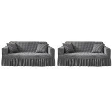 2X Sofa Cover Sofa Seersucker Textured Sofa Protector with Pleated Skirt for L-Shape U-Shape & Sectional Sofa,1 Seater