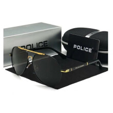 (Black+Gold) Herren Polizei polarisierte Sonnenbrille 4 Farben mit Box Klassische Fahrbrille