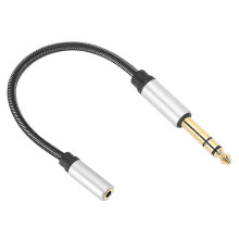 6.5 Male to 3.5 Female Spring Audio Cable Aluminium Alloy AUX3.5mm Earphone Extension Cord3.5 Female to 6.5 Male 0.15M