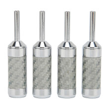 4pcs Banana Plugs Brass Chrome Plated Open Screw Carbon Fiber Shell Speaker Cable Connectors for 5mm Wire Diameter