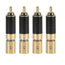 HiFi RCA Connector 10mm Carbon Fiber Gold Plated Lotus Plug Speaker Terminal Audio Power Subwoofer