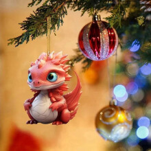 Cadeau de Noël Ozmmyan Pendentif plat en acrylique Décorations de Noël Dinosaure Pendentif voiture Noël Nouvel An Liquidation