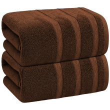 (Brown) 2 Extra Large Super Jumbo Bath Sheets Towel (100 x 200 cm) Egyptian Cotton Soft Big Bath Sheet Hotel Spa