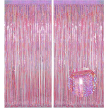 Vorkoi rosa glittergardiner bakgrunn, 3,2 fot x 8,2 fot glitrende metalliske foliegardiner til morsdags-prinsessefest-fotobakgrunnsdekorasjon