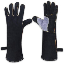 Robust welding gloves, heat and fire resistant with Kevlar seams
