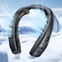 (Black) [Portable Neck Fan] Portable Neck Fan | Ergonomic Cooling Plate, Type-C 3D Airflow Wearable LED Screen 3 Modes Gifts