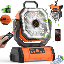 (Orange) New Outdoor Camping Tent / Portable Hand-Held Fan Light / Can Be Hung Upside Down / Multi-Functional Smart Fan