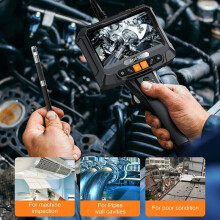 (2m) 360 Steering Industrial Endoscope Camera 8mm 5"IPS Screen Single&Dual Lens Inspection Borescope 1080P For Car Engine Pip