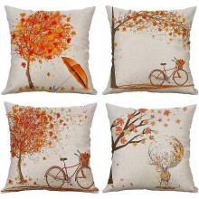 Pieces Cushion Cover Autumn Maple Leaf Pattern Decorative Pillow Case Cotton