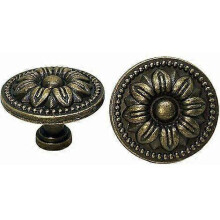 10x Vintage Cupboard Door Drawer Knobs 35mm Flower Design Brass Kitchen Cabinet
