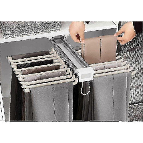 Pull Out Trousers Pants Hanger Rack Clothes Organizer 1
