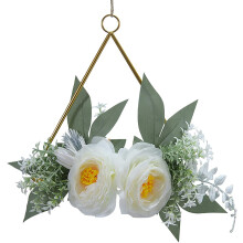 Couronne de printemps pour porte ou fenêtre, guirlande de tournesols et roses avec formes métalliques, décoration de bienvenue pour le printemps
