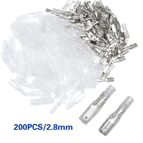 400PCS Male/Female Spade Crimp Terminals Electrical Insulating Sleeve Wire Wrap Connector, 2.8MM 2