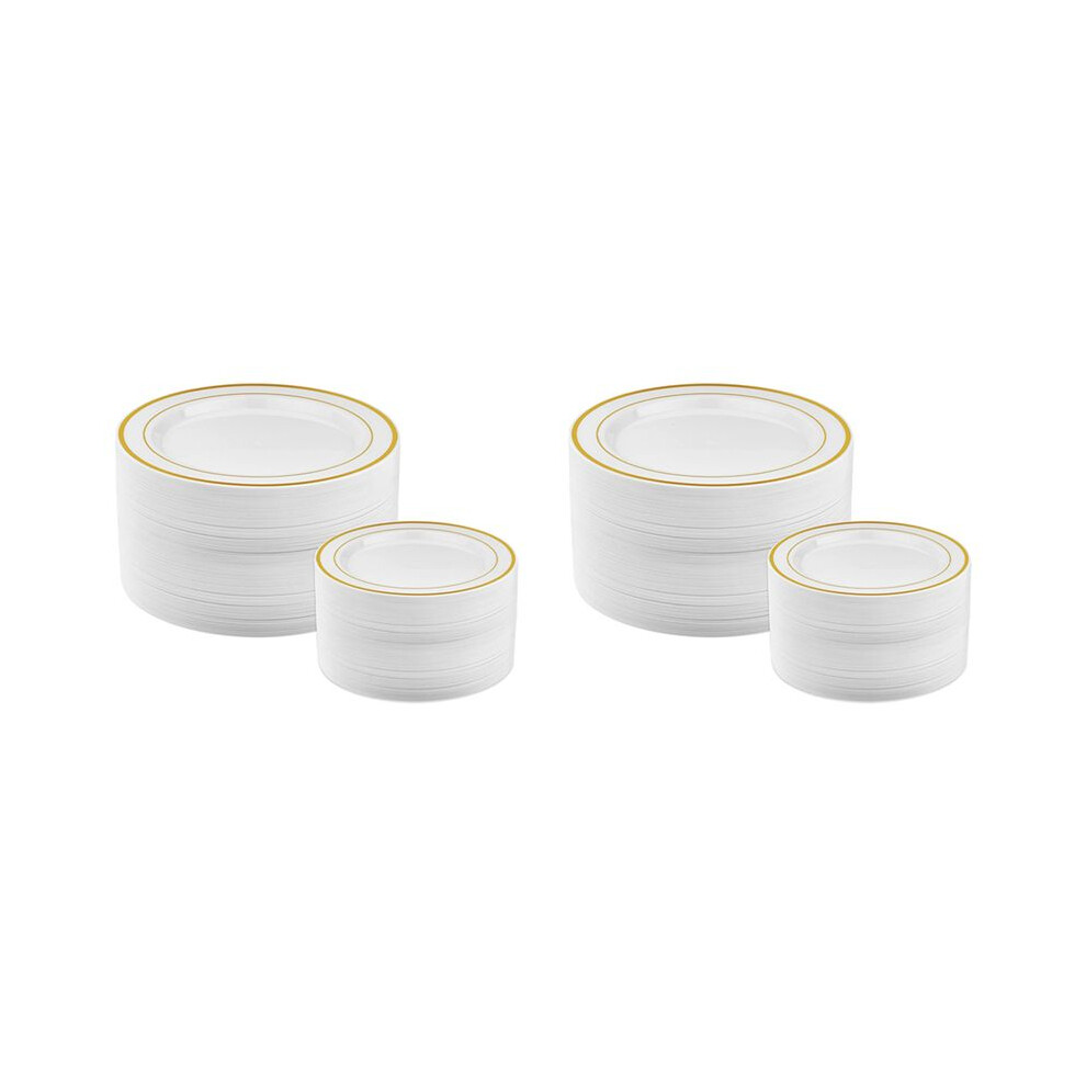Gold Plastic Plates - 50 Dinner Plates And 50 Salad Plates Party Plastic Plates Disposable Plates For Party 6031329683593
