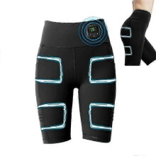 (L) Ems Muscle Stimulator Massage Pants, Intelligent Slimming Yoga Shorts, Usb Charged