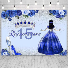 Quinceanera15th-bakgrunn Burgunderrøde blomster Gyllen krone, kompatibel med Mexicos 15-års bursdagsfest, fotoboksstudiorekvisitter