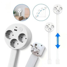1500W predlžovací kábel, 47-67 cm, 3 zásuvky, 1 USB-C, 1 USB-A, vypínač, 360-stupňová rotácia
