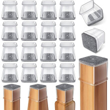 24 protections carrées et rondes pour pieds de chaise, en feutre de silicone, pour parquets, compatibles avec des pieds de 38 à 55 mm