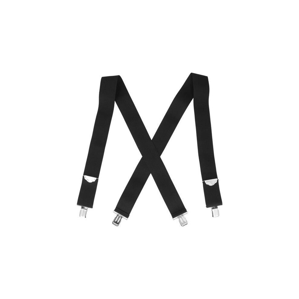 Fashionable Black Widened Adjustable Trouser Suspenders for Adult Men, Durable Elastic Clip-On Braces