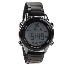 Montre numérique pour homme, multifonctionnelle, étanche à 50 m, éclairage LED nocturne, bracelet en résine noire, style sport décontra