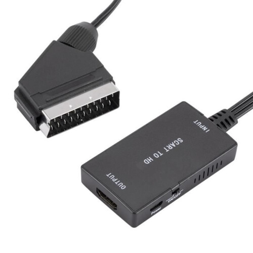 Μετατροπέας SCART σε HDMI, 1080P, συμβατός με PAL/NTSC, μαύρος για τηλεόραση και συσκευές 2