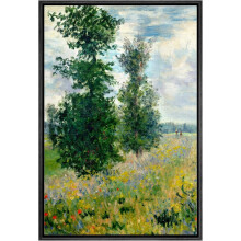 Impression sur toile sans cadre : Champs de coquelicots près d'Argenteuil de Claude Monet, 40 x 60 cm, noir - Aquarelle vintage pour salon, chambre