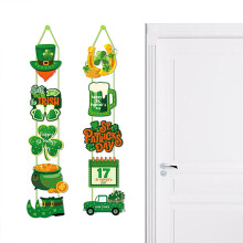 Crochadán Doras Páipéir Seamair Lá Fhéile Pádraig, 1 Tacar Crochadán Doras Maisiúil (10 gCárta + 2 Ribín 10 Méadar + 20 Ponc Gliú +
