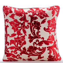 Housse de coussin décorative HomeCentric rouge Cayenne, velours dévoré à motif floral, 30 x 30 cm, lot de 2