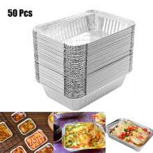 50 Einweg-Aluminiumformen (31,5 x 21,5 x 5 cm), ofenfest, zum Backen von Kuchen, Braten, selbstgebackenem Brot und für Catering
