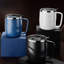 Mug à café Harupink 400 ml en acier inoxydable 304 avec couvercle et anse, double paroi, réutilisable et durable, idéal pour les voyages.