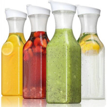 Carafe en plastique Yhmxh52oz avec couvercles - Pichet Ă couvercle Ă languette transparent pour thĂ© glacĂ©, jus, boissons fraĂ®ches, bar Ă