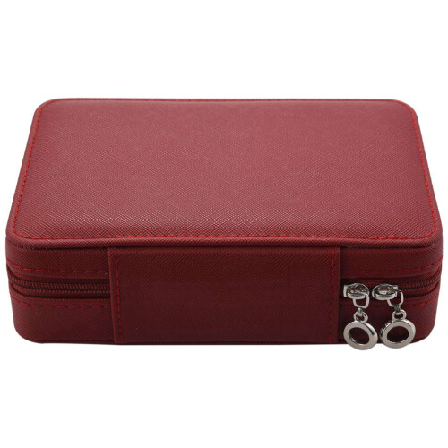 2X Korean Style Jewelry Box Organizer Display Storage Leather Large  Mirror Multi-Function Red 2