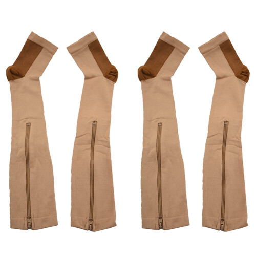 4x Calze A Compressione Cerniera in Nylon Calza A Compressione Gamba Supporto (Colore) XXL