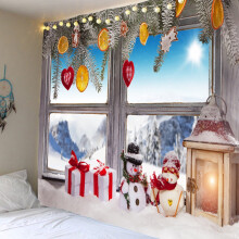 Tapisserie murale YiFudd, motif décorations de Noël, pour salon, 2,0 x 1,5 m